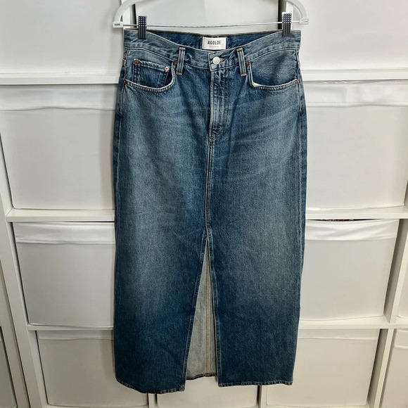 Agolde Leif Denim Maxi Skirt Size 24 NWT - Picture 4 of 7